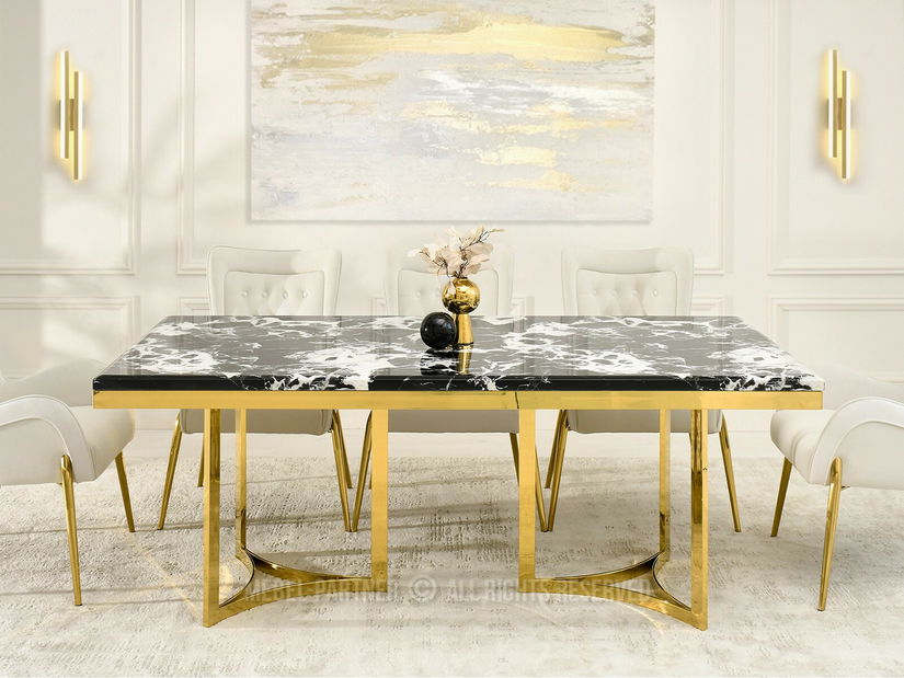 Jídelní stůl Alusion (mramor + zlatá)
