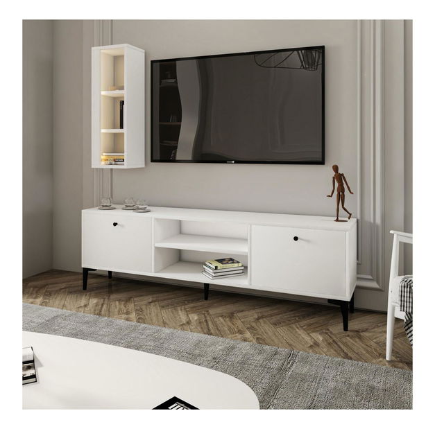 Obývací stěna Kuvuni 1 (bílá) (s osvětlením)