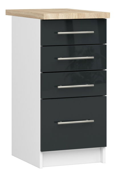 Dolní kuchyňská skříňka Ozara S40 SZ4 (bílá + grafit lesk)