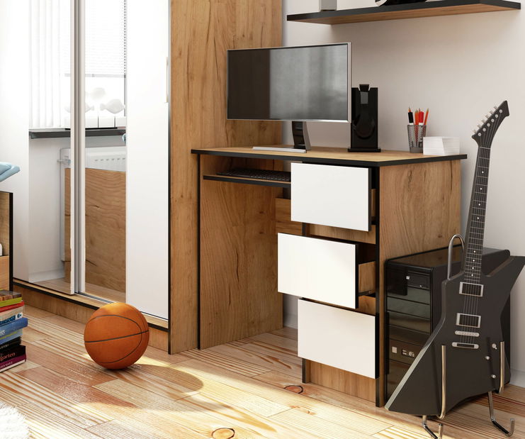 PC stolek Benicio (dub craft + bílá) (P)