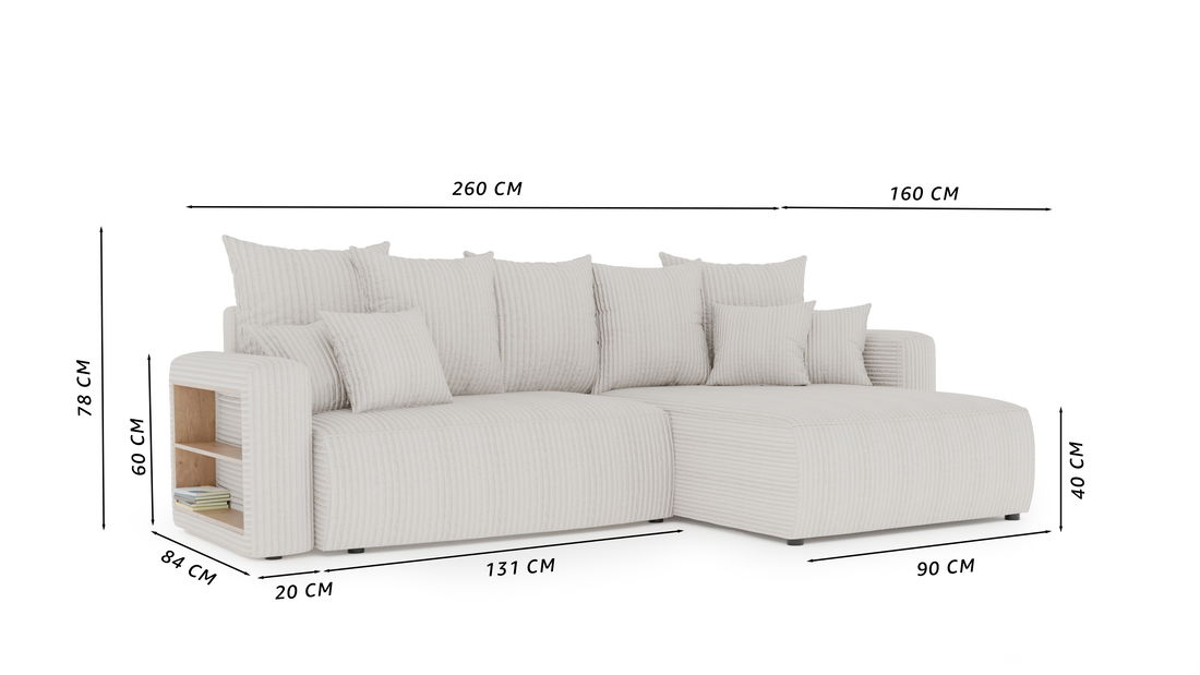 Rohová sedací souprava Baria (L) (béžová)