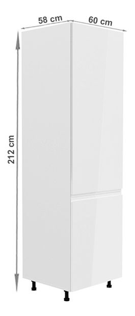 Kuchyňská skříňka na vestavnou ledničku D60ZL Aurellia (bílá + lesk bílý) (P)