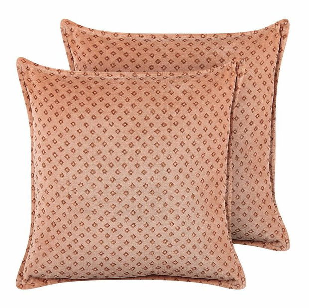 Sada 2 ozdobných polštářů 45 x 45 cm Rhodo (růžová)