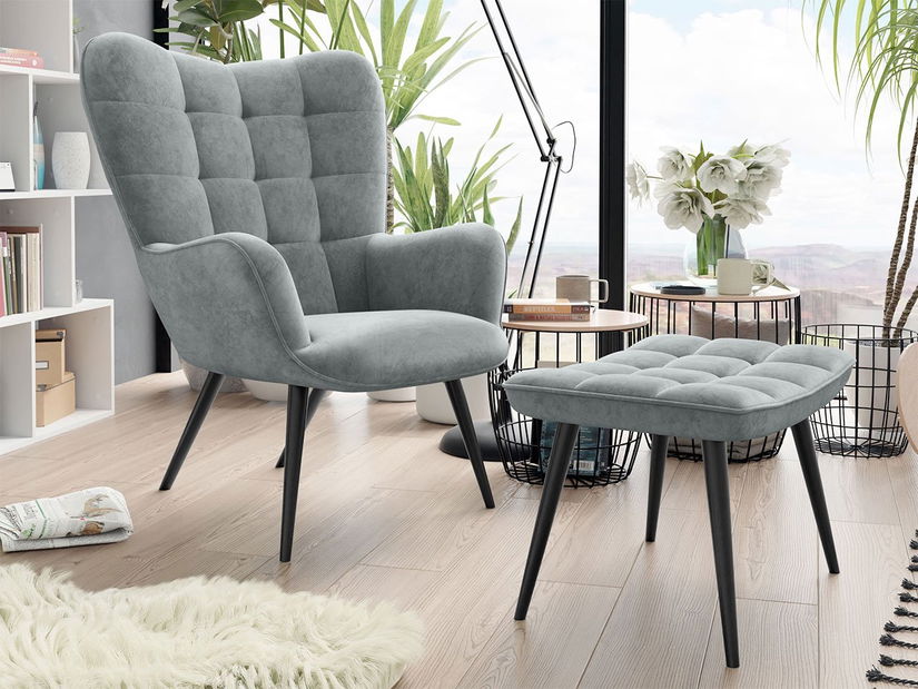 Křeslo Mirjan Rovani s taburetkou (šedá (HCd -39)) *výprodej