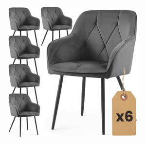 Set 6 ks jídelních židlí Damanto (tmavý grafit)