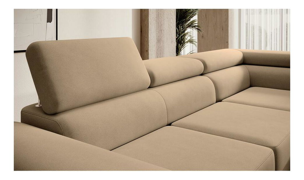 Rohová sedací souprava Stiletto (P) (béžová střední + stříbrná)