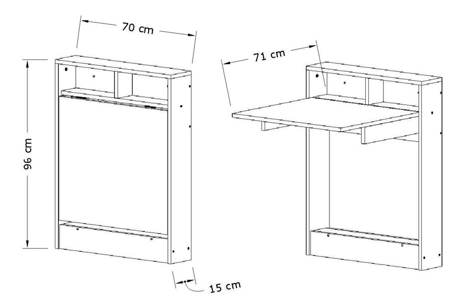 Sklápěcí jídelní stůl Brackie (pro 2 osoby) (Bílá + Natural)