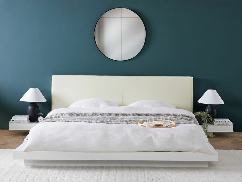 Manželská postel 180 cm ZEPHYRE (s roštem) (bílá)