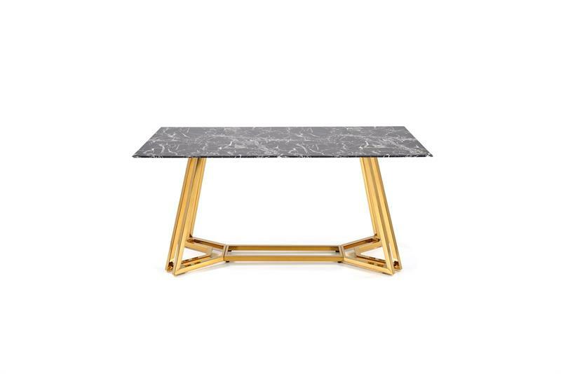 Jídelní stůl Kamoni (černý mramor + zlatá) (pro 6 osob)