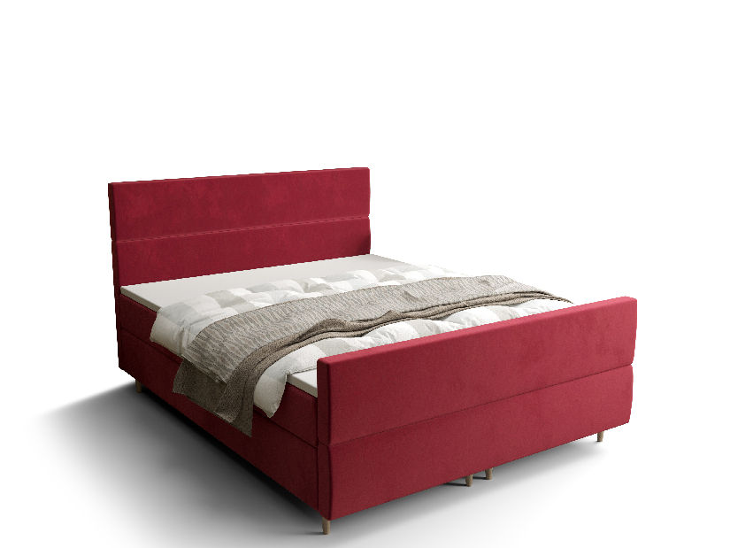 Manželská postel Boxspring 180 cm Flu Plus Comfort (bordó) (s matrací a úložným prostorem)