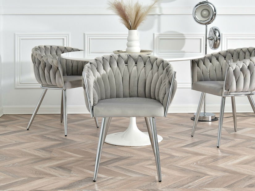 Jídelní židle Radio (šedá + stříbrná)