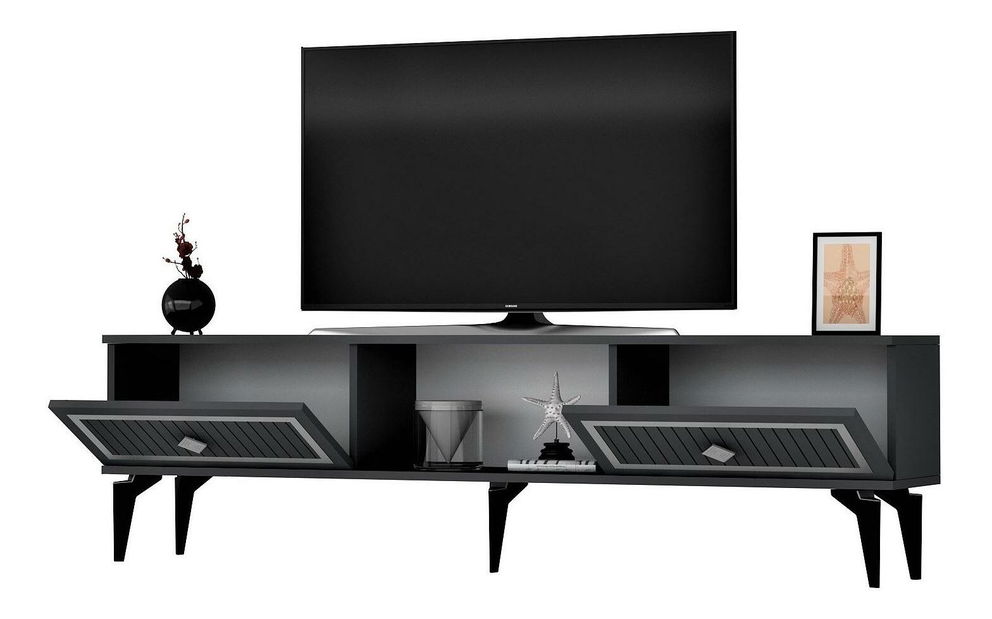 TV stolek/skříňka Kututa 2 (antracit + stříbrná)