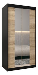 Šatní skříň 100 cm Toki 1 (Černá matná + Dub sonoma)
