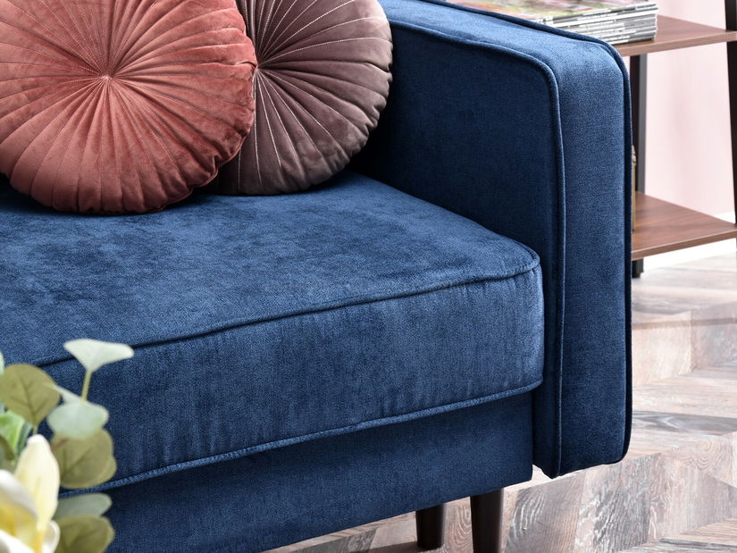 Pohovka dvousedačka Legacion (tmavě modrá + ořech)