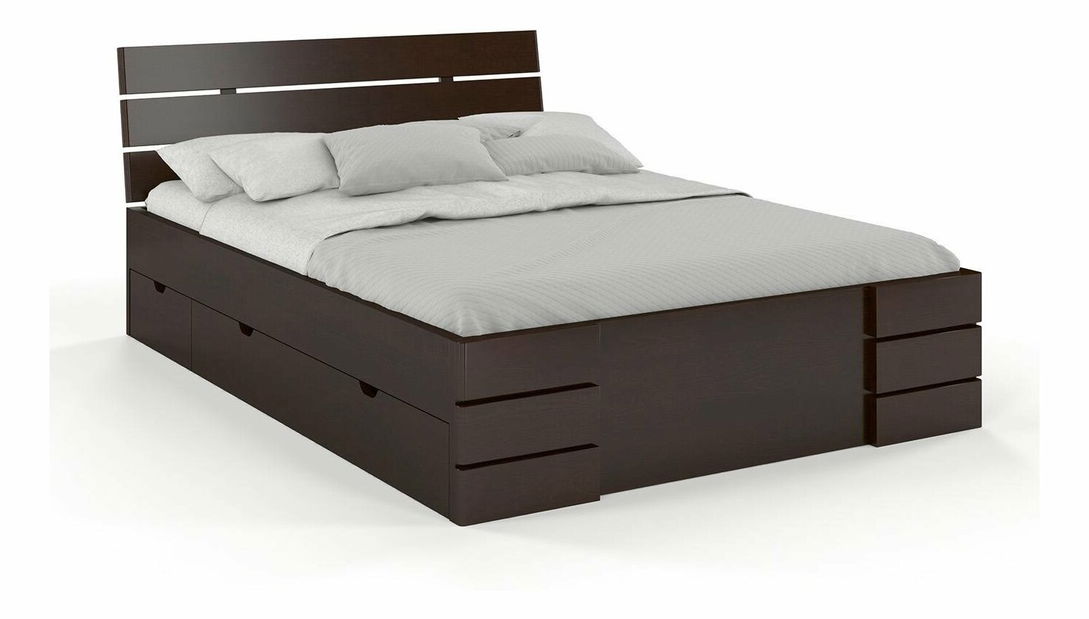 Manželská postel 180 cm Naturlig Lorenskog High Drawers (borovice)