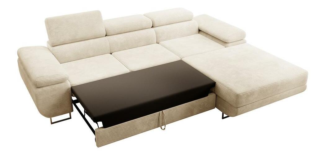 Rohová sedací souprava Grande (P) (světlobéžová + chromová)