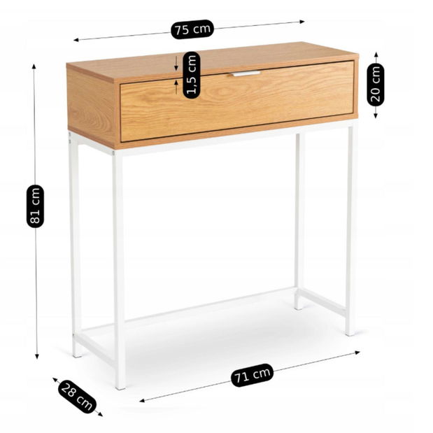 Konzolový stolek Permitiendo (dub + bílá)