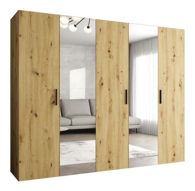 Šatní skříň 250 cm Borry 2 (dub artisan + černá)