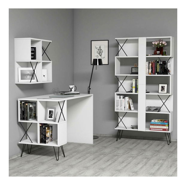 Sada nábytku do pracovny Likime 1 (bílá + černá)