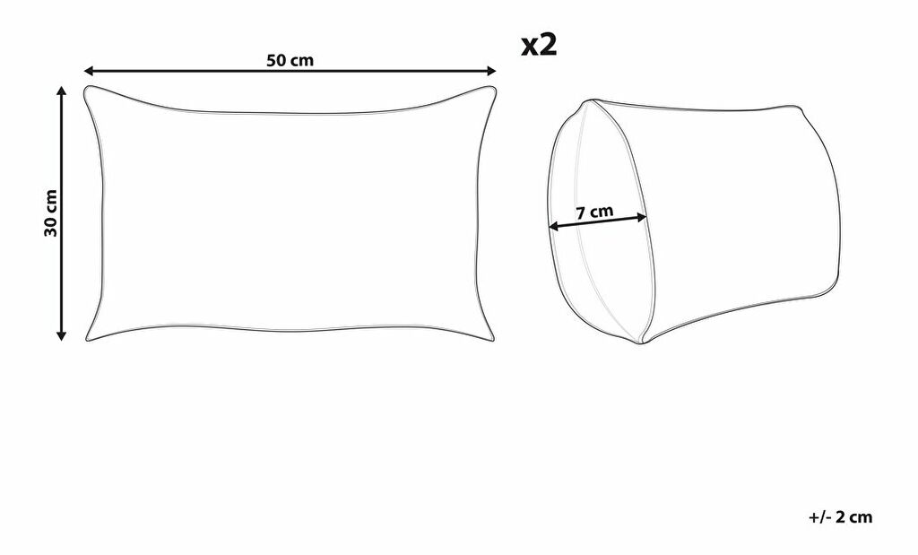 Sada 2 ozdobných polštářů 47 x 27 cm Milie (bílá)