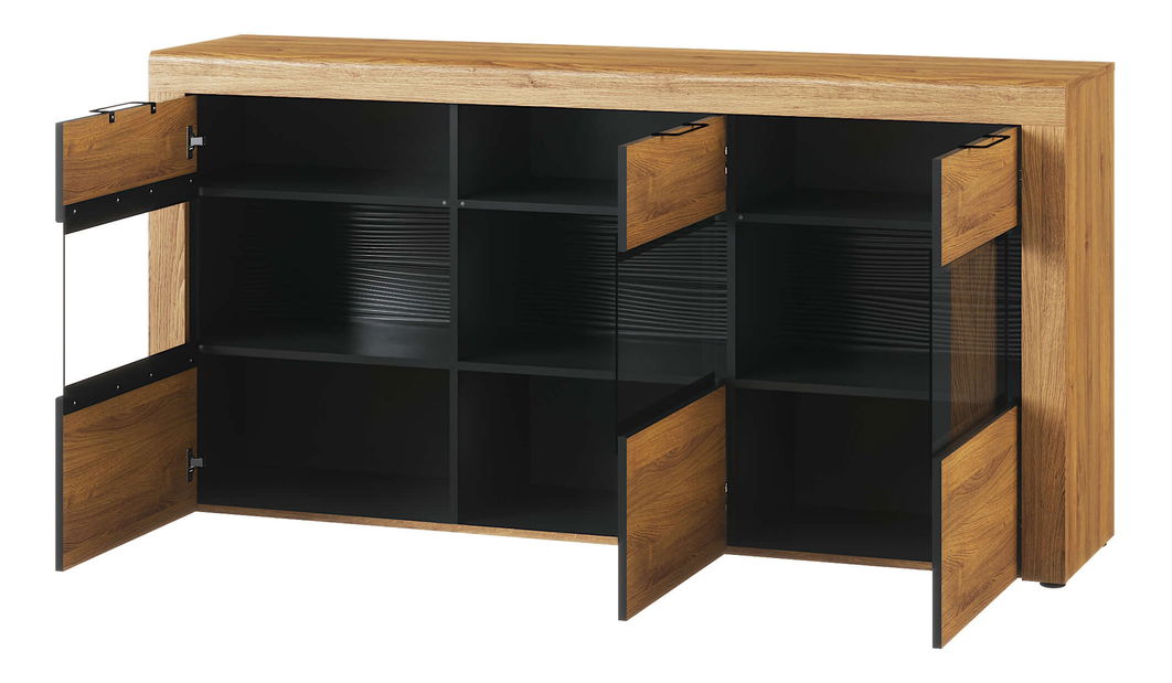 Vitrína Kogro 47 (dub camargue + černá matná)