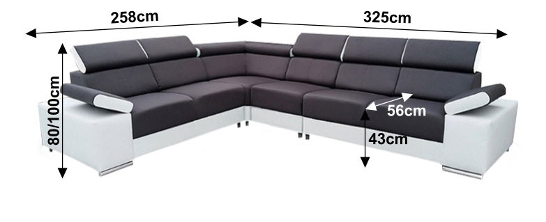 Rohová sedací souprava Mollie (černá + bílá) (L)