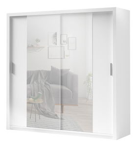 Šatní skříň s posuvnými dveřmi Klary SZ220 KE11 (bílá + dub monastery) (se zrcadlem)