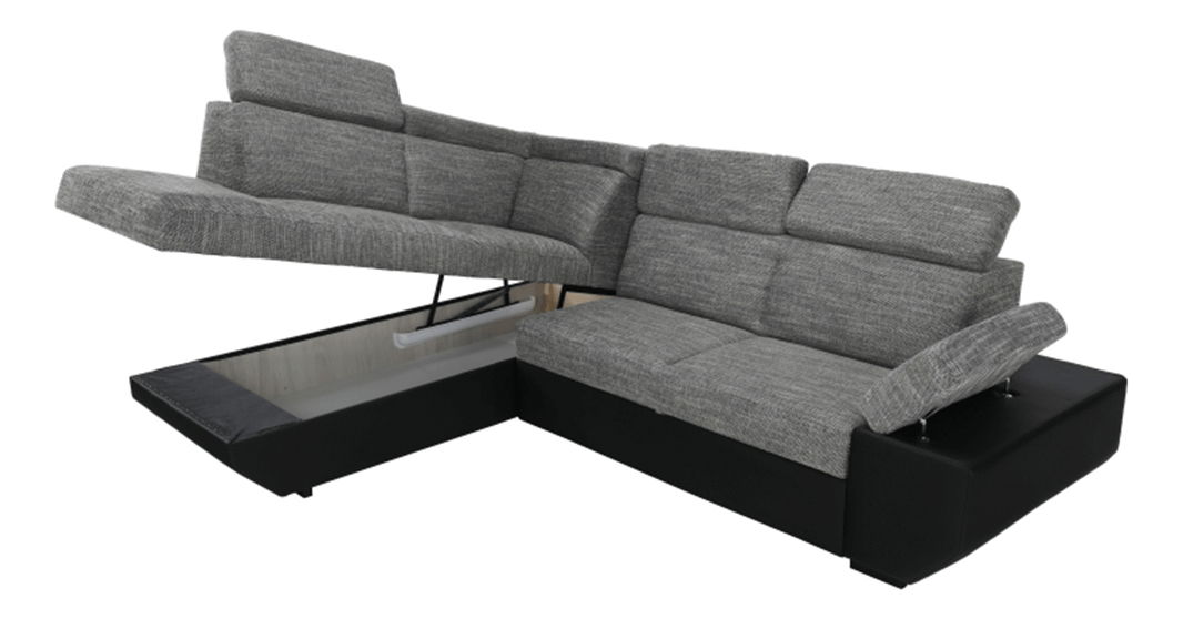 Rohová sedací souprava Akron černá + melír (L)