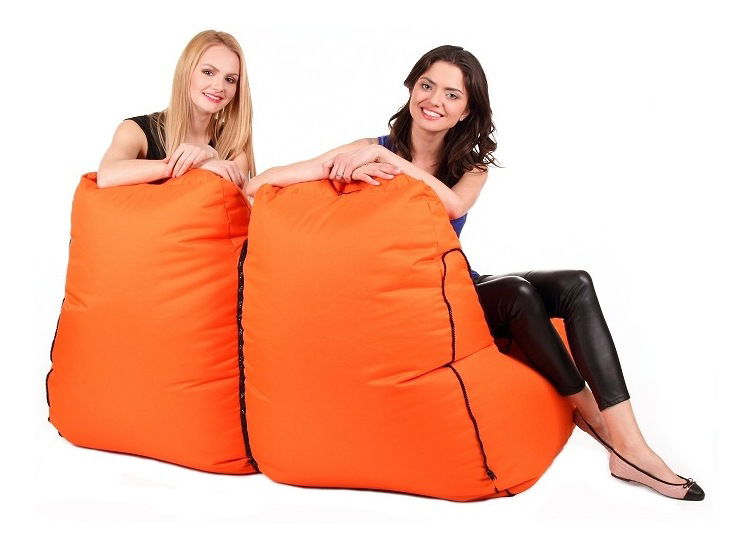 Sedací pytel s taburetkaami Montana Zipp (oranžová)