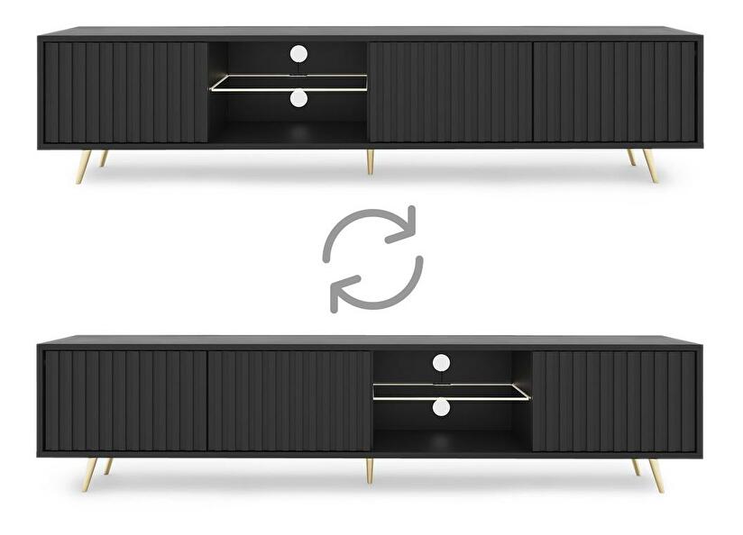 TV skříňka/stolek Biel 175 (s osvětlením) (černá)
