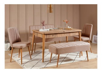 Jídelní set Vlasta 2 (borovice antlantic + béžová) (pro 6 osob)