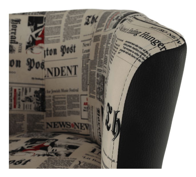 Křeslo Cubali (vzor noviny + černá)