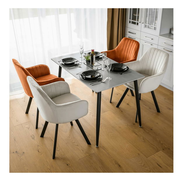 Jídelní stůl Fresia 1 (šedý mramor + černá) (pro 4 osoby)