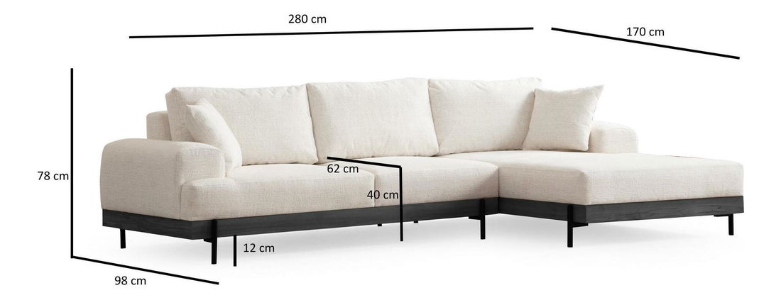 Rohová sedačka Etorella (P) (bílá + černá)