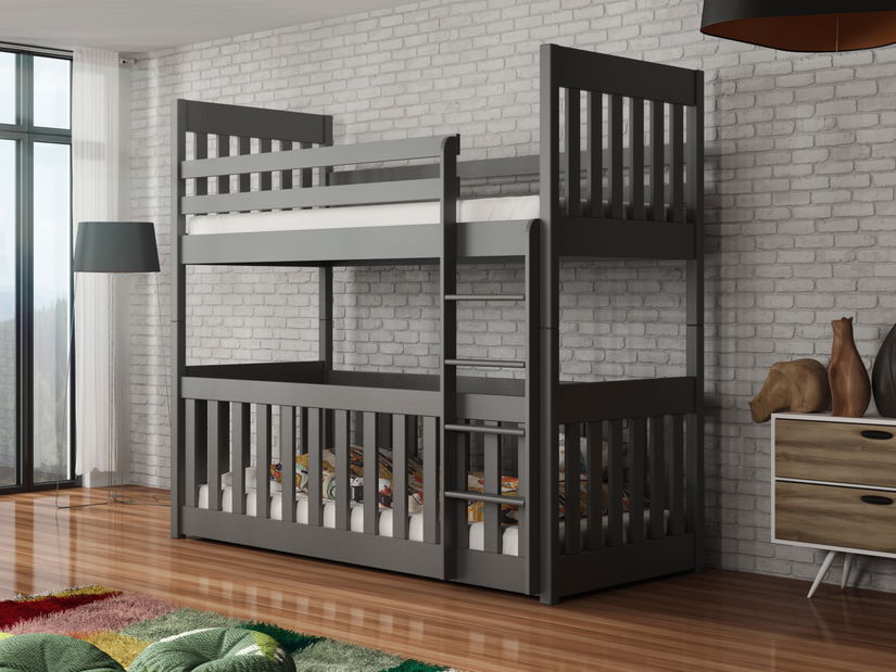 Dětská postel 80 cm Cristine (s roštem a úl. prostorem) (grafit)