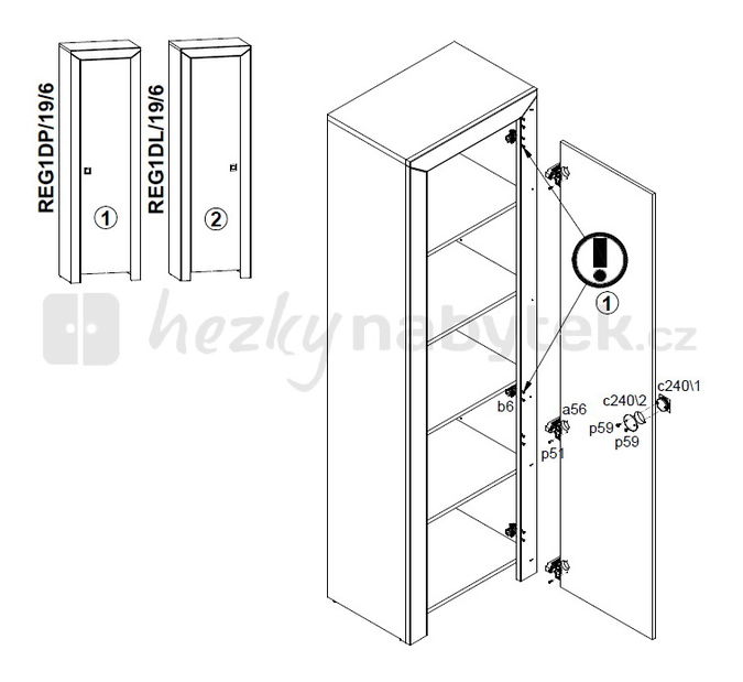 Policová skříň BRW Mezo REG1D/19/6/L