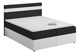 Boxspring postel 160x200 cm Mimosa Comfort (melírovaná černá + bílá) (s roštem a matrací)