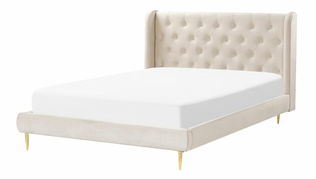 Manželská postel 140 cm Flora (béžová) (s roštem)