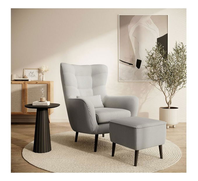 Křeslo s podnožkou Veneza VZ2 (světle šedá + černá)