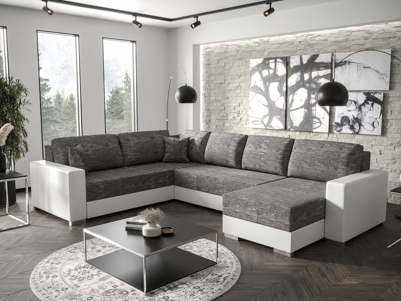 Rohová sedačka ve tvaru U- Pearle 3 (hnědá + tmavě hnědá) (L)