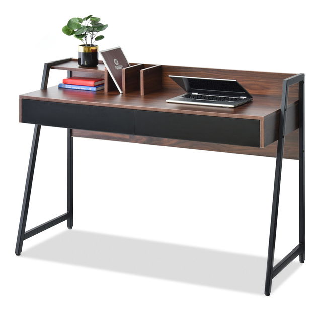 PC stolek Richiel (ořech tmavý + černá)