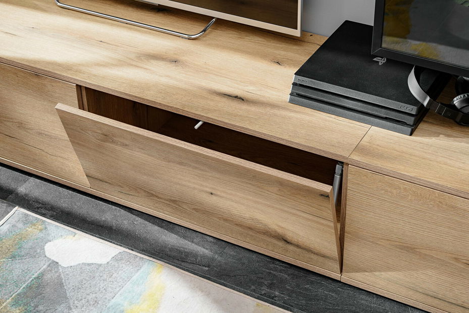 Obývací stěna Cresto (dob coast evoke + černá) (s osvětlením)