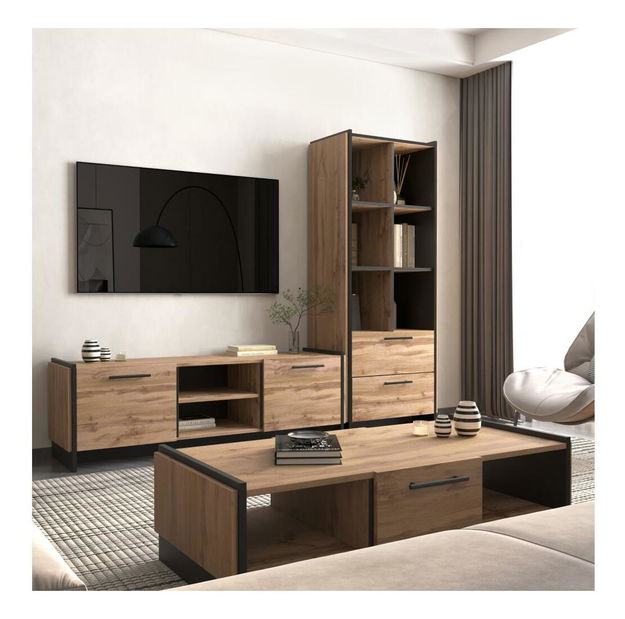 Konferenční stolek Actualmente (dub wotan + černá)