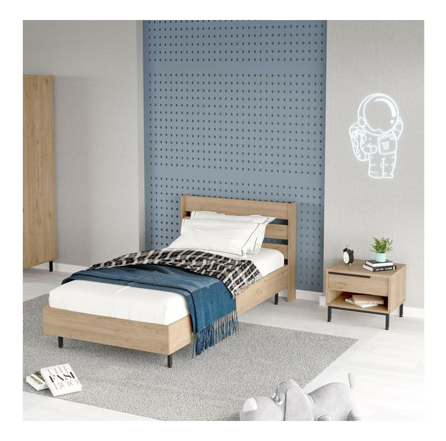 Jednolůžková postel s nočním stolkem 90 cm Otto 22 (dub)