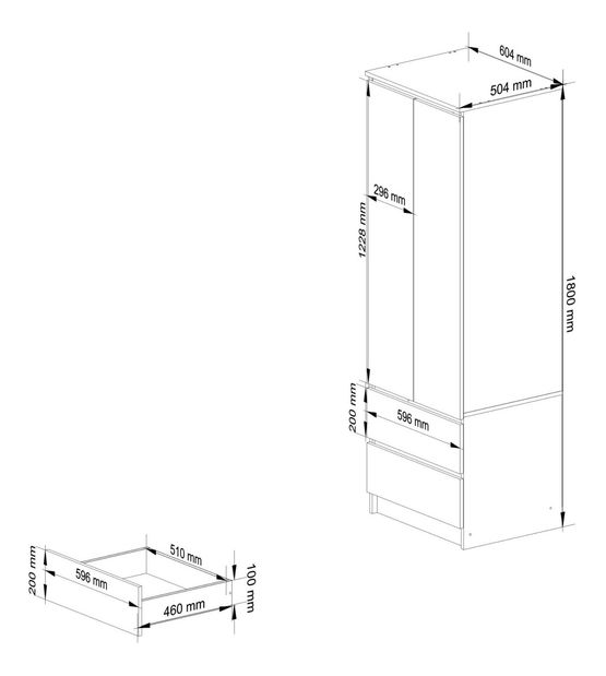 Šatní skříň Suman (wenge + dub sonoma)