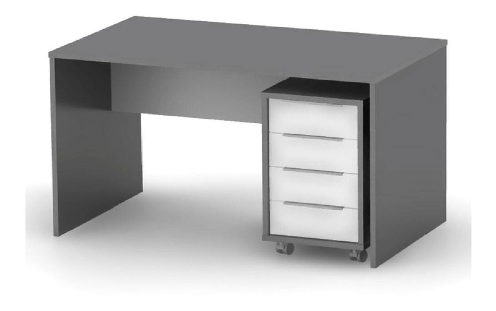 Kancelářský kontejner se zámkem Hamila NEW TYP 30 (grafit + bílá)