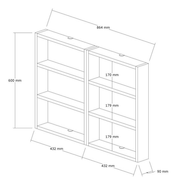 Závěsná police Hexandes (bílá)