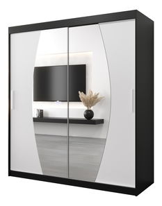 Šatní skříň 180 cm Eclipse (černá matná + bílá matná)