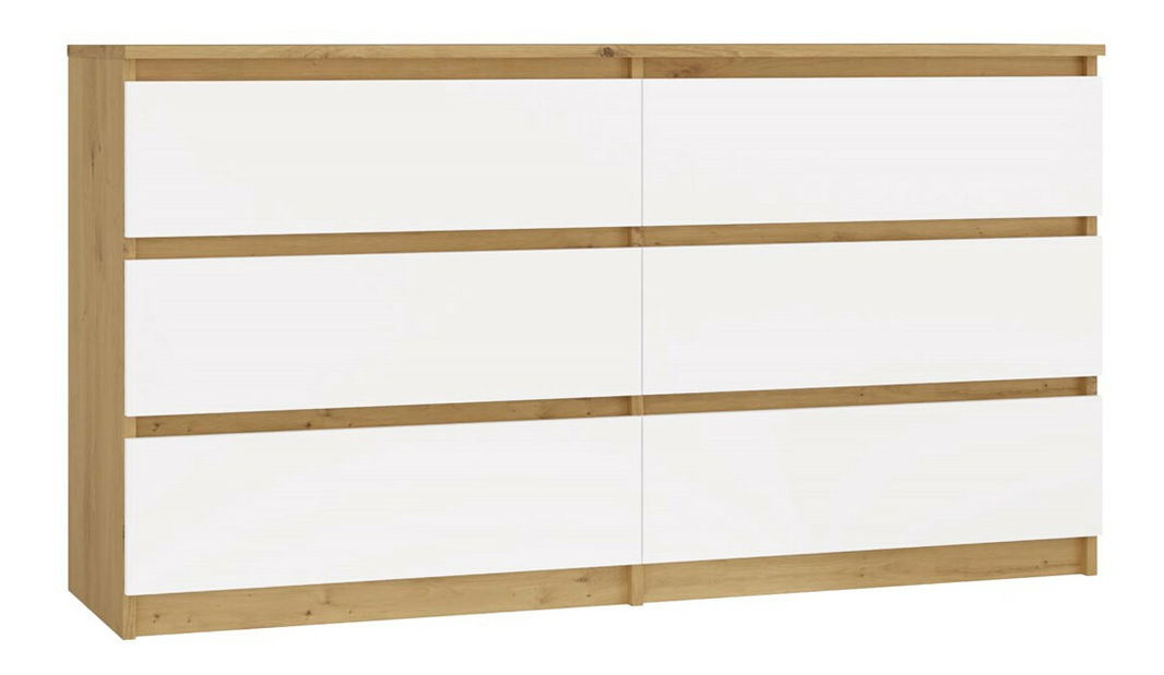 Komoda Musecalo 6 140 (dub artisan + bílá)