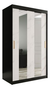 Šatní skříň 120 cm Marbelo P (matná černá + bílý mramor)